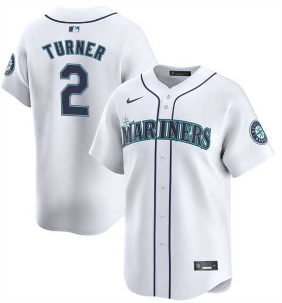 Men%27s Seattle Mariners #2 Justin Turner White 2024 Home Limited Stitched jersey Dzhi->seattle mariners->MLB Jersey